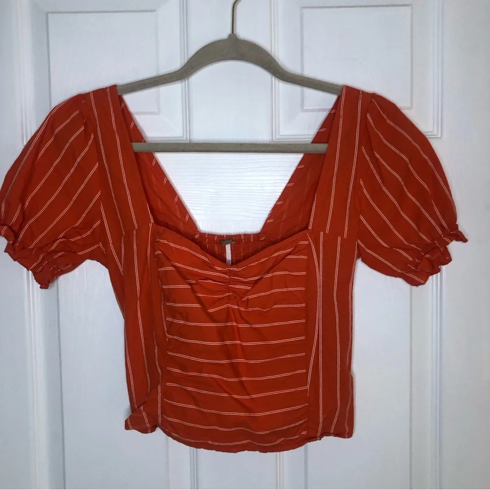 Free People Rose Garden Puff Sleeve Top